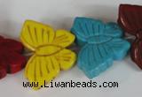 CTU738 15.5 inches 20*27mm butterfly dyed turquoise beads wholesale