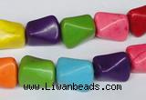 CTU742 15.5 inches 10*13mm nuggets dyed turquoise beads wholesale