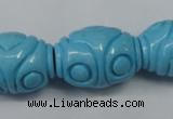 CTU886 15.5 inches 20*26mm carved rice dyed turquoise beads