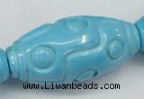 CTU887 15.5 inches 25*50mm carved rice dyed turquoise beads