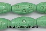 CTU888 15.5 inches 15*30mm carved rice dyed turquoise beads