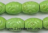 CTU891 15.5 inches 14*20mm carved rice dyed turquoise beads