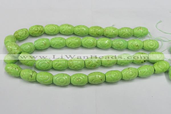 CTU891 15.5 inches 14*20mm carved rice dyed turquoise beads