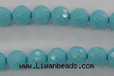 CTU913 15.5 inches 10mm faceted round synthetic turquoise beads