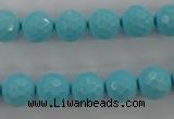 CTU914 15.5 inches 12mm faceted round synthetic turquoise beads