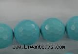 CTU915 15.5 inches 14mm faceted round synthetic turquoise beads