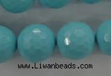 CTU918 15.5 inches 20mm faceted round synthetic turquoise beads