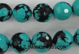 CTU935 15.5 inches 14mm faceted round synthetic turquoise beads