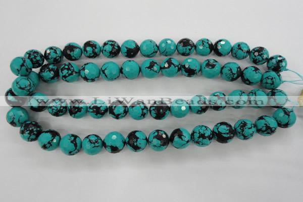 CTU935 15.5 inches 14mm faceted round synthetic turquoise beads