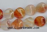 CTW05 15.5 inches 12mm twisted coin agate gemstone beads wholesale