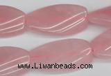 CTW106 15.5 inches 15*30mm twisted rectangle rose quartz beads