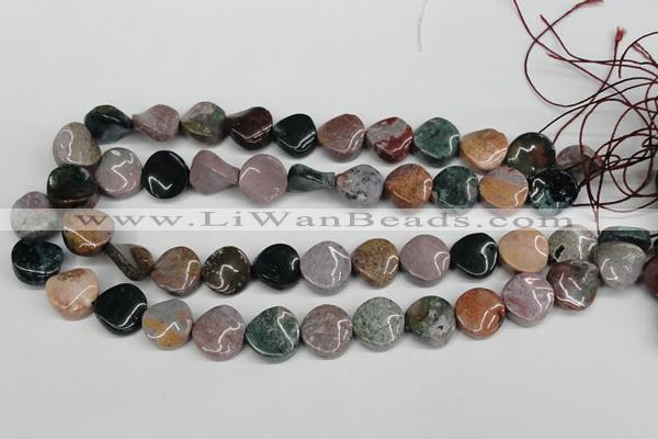 CTW11 15.5 inches 16mm twisted coin Indian agate beads wholesale