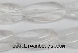 CTW110 15.5 inches 15*30mm twisted rectangle white crystal beads