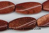 CTW112 15.5 inches 15*30mm twisted rectangle goldstone beads