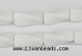 CTW127 15.5 inches 9*20mm twisted trihedron white agate beads