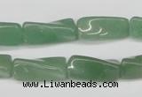 CTW129 15.5 inches 9*20mm twisted trihedron green aventurine beads