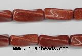 CTW132 15.5 inches 10*20mm twisted trihedron goldstone beads