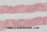 CTW133 15.5 inches 9*20mm twisted trihedron rose quartz beads