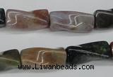 CTW136 15.5 inches 9*20mm twisted trihedron Indian agate beads