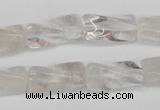 CTW137 15.5 inches 9*20mm twisted trihedron white crystal beads