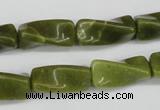 CTW138 15.5 inches 9*20mm twisted trihedron jade gemstone beads