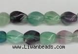 CTW147 15.5 inches 8*11mm twisted rice fluorite gemstone beads