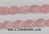 CTW148 15.5 inches 8*11mm twisted rice rose quartz beads