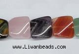 CTW164 15.5 inches 15*15mm twisted square mixed gemstone beads