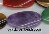 CTW168 15.5 inches 22*40mm twisted oval mixed gemstone beads