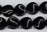 CTW20  15.5 inches 16mm twisted coin black agate beads wholesale