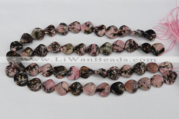 CTW24 15.5 inches 16mm twisted coin rhodonite beads wholesale