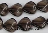 CTW28 15.5 inches 16mm twisted coin smoky quartz beads wholesale