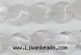 CTW29 15.5 inches 16mm twisted coin white crystal beads wholesale