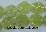 CTW300 15.5 inches 16mm wavy coin olive jade gemstone beads