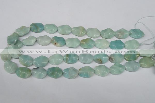 CTW301 15.5 inches 15*20mm wavy oval amazonite gemstone beads