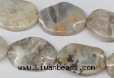 CTW303 15.5 inches 18*25mm wavy oval bamboo leaf agate beads