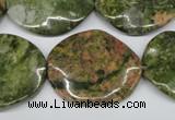 CTW310 15.5 inches 25*30mm wavy oval unakite gemstone beads