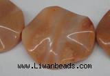 CTW312 15.5 inches 28*32mm wavy oval pink aventurine jade beads