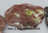 CTW314 15.5 inches 40*50mm wavy oval sesame red jasper gemstone beads