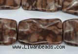 CTW324 15.5 inches 20*30mm wavy rectangle red line jasper beads