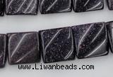 CTW352 15.5 inches 16*16mm twisted square blue goldstone beads