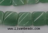 CTW354 15.5 inches 16*16mm twisted square green aventurine beads