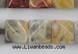 CTW358 15.5 inches 16*16mm twisted square crazy lace agate beads