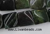 CTW359 15.5 inches 16*16mm twisted square moss agate beads