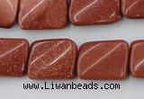 CTW370 15.5 inches 15*20mm twisted rectangle goldstone beads