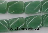 CTW373 15.5 inches 15*20mm twisted rectangle green aventurine beads