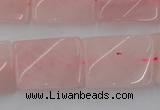 CTW391 15.5 inches 18*25mm twisted rectangle rose quartz beads