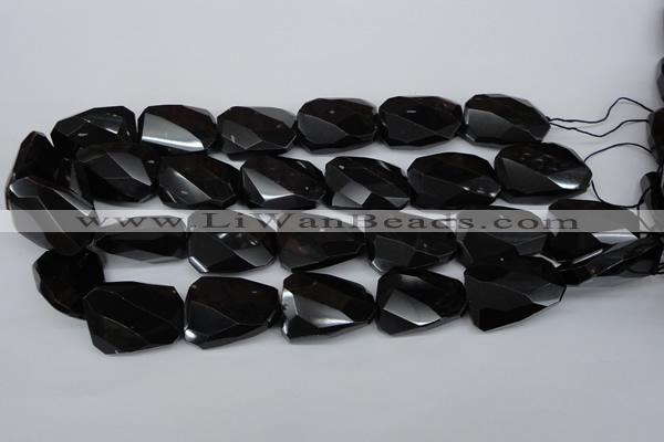 CTW415 15.5 inches 20*30mm faceted & twisted black agate gemstone beads