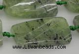 CTW454 20*38mm faceted & twisted rectangle green rutilated quartz beads