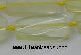 CTW455 20*38mm faceted & twisted rectangle lemon quartz beads